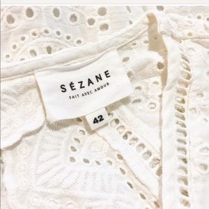 NWOT Sézane EU42 Andrea Embroidered Cutwork Blouse